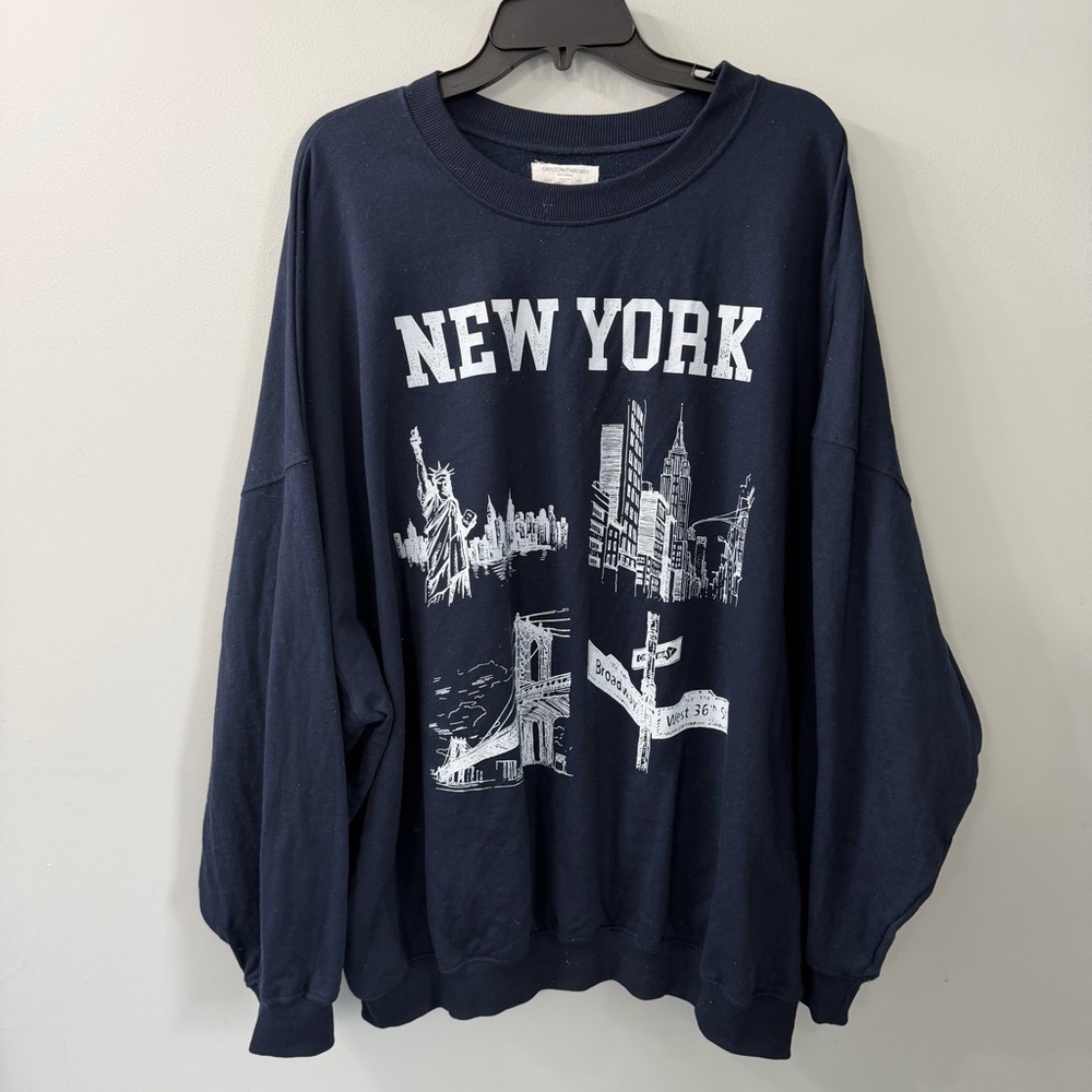Grayson Threads NEW YORK Graphic Sweatshirt - Navy with White Print - 2X